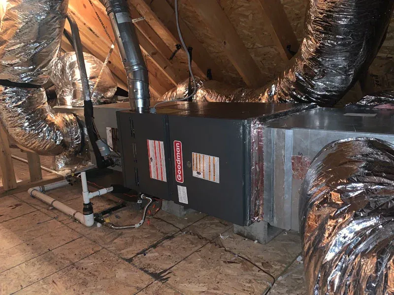  A well-installed attic air handler with proper insulation. 