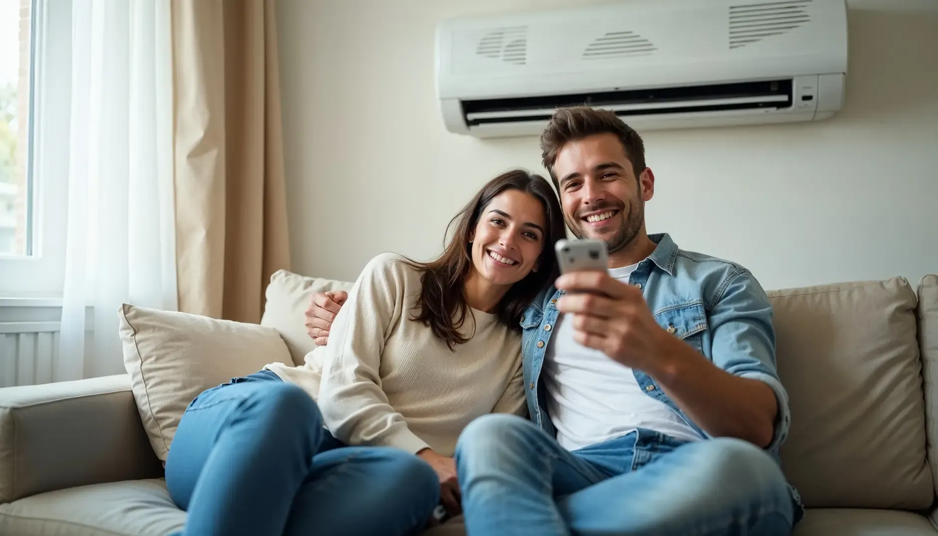  A happy homeowner with a newly installed AC 